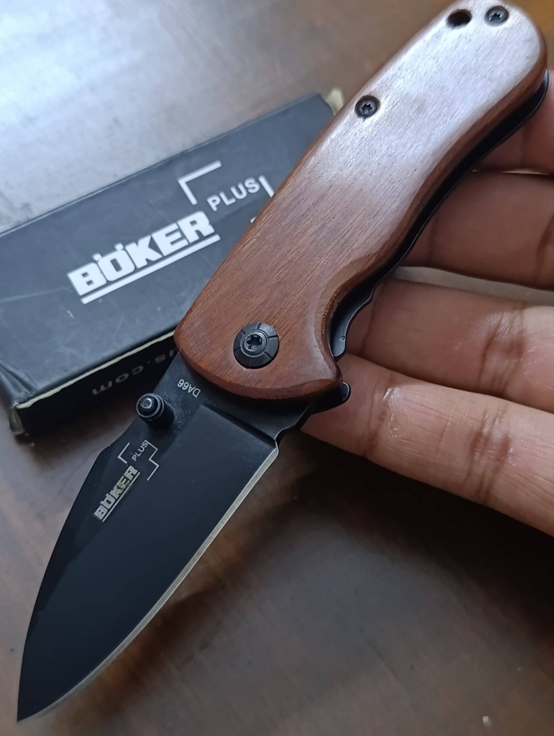 Boker DA66 Black Wooden Grip Mini Pocket Knife EDC Carry Self Defense Safety - Image 3